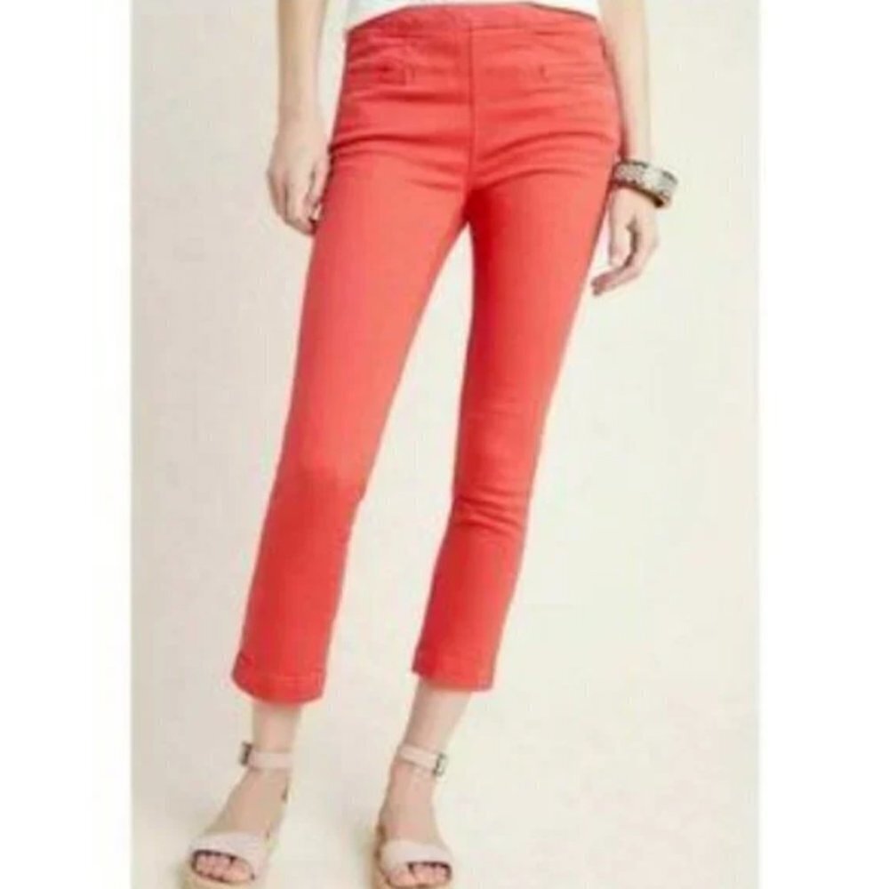 Anthropologie PILCRO High Rise Coral Cropped Legging Jeans Size 31